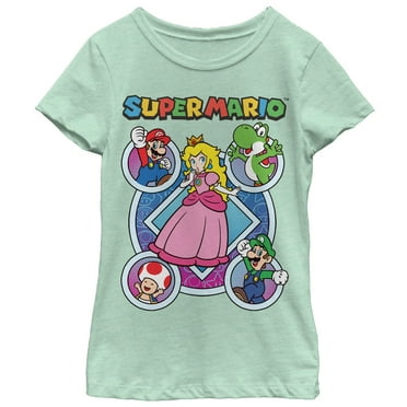 Girl's Nintendo Super Mario Princess Peach Friends  Graphic Tee Mint Small