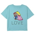 thumbnail image 1 of Girl's Nintendo Super Mario Princess Peach Kiss Graphic Cropped T-Shirt Blue Large, 1 of 3