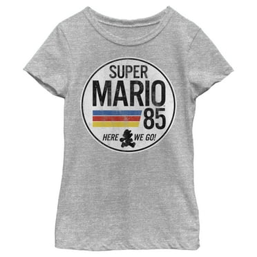 Girl's Nintendo Super Mario Retro Rainbow Ring  Graphic Tee Athletic Heather X Large