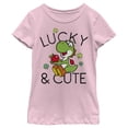 thumbnail image 1 of Girl's Nintendo Super Mario Yoshi St. Patrick's Day Lucky and Cute  Graphic Tee Light Pink Large, 1 of 3