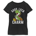 thumbnail image 1 of Girl's Nintendo Super Mario Yoshi St. Patrick's Good Luck Charm  Graphic Tee Black Large, 1 of 3