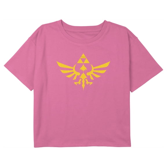 Girl's Nintendo The Legend of Zelda Skyward Sword Logo Graphic Cropped T-Shirt Light Pink Medium