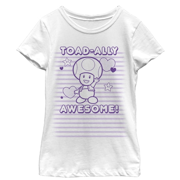 Girl's Nintendo Toad-Ally Awesome Graphic Tee White X Large