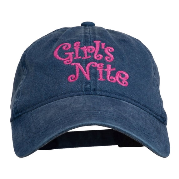 Girl's Nite Embroidered Pigment Dyed Brass Buckle Cap - Navy OSFM