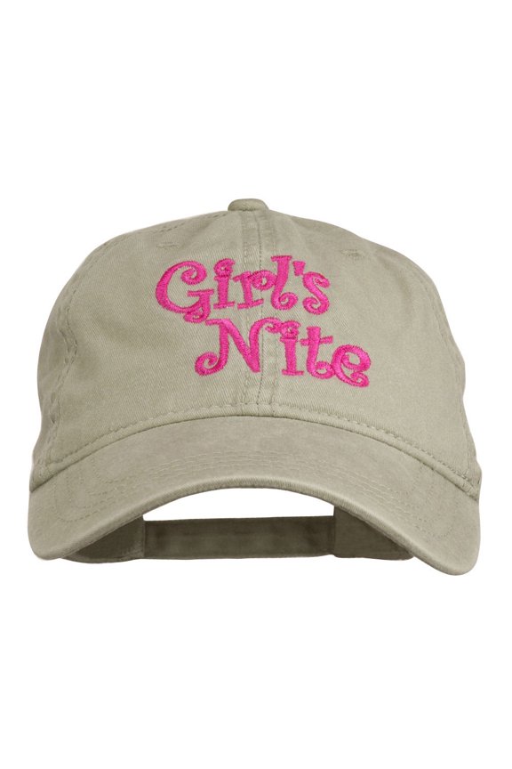 Girl's Nite Embroidered Pigment Dyed Brass Buckle Cap - Stone OSFM