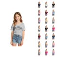 thumbnail image 1 of Girl's Off The Shoulder Shirt Top Los Angeles Graphic T-Shirt Short Sleeve T shirts Tee, 1 of 5