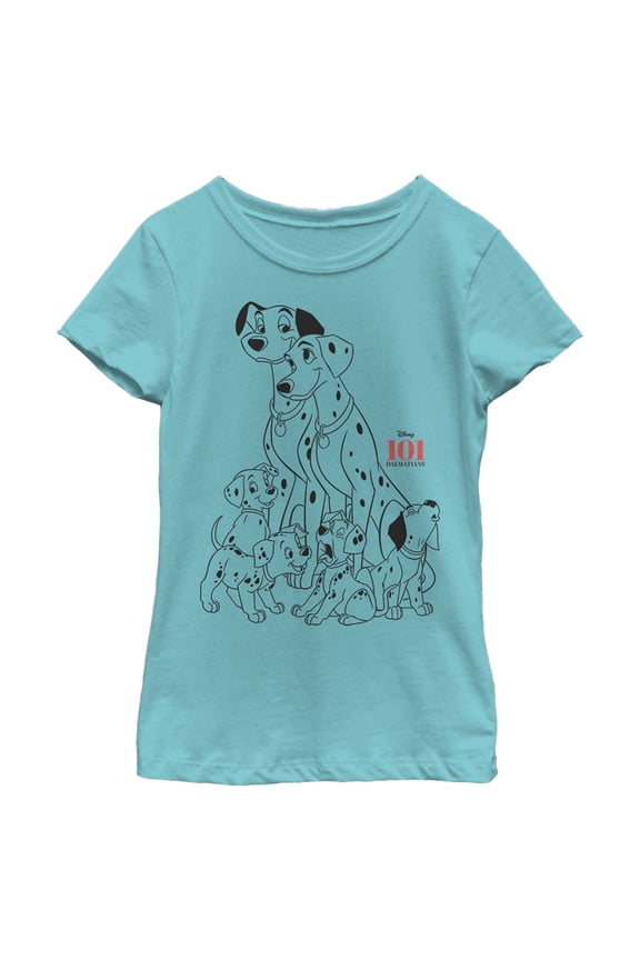 Girl's One Hundred and One Dalmatians Dog Pile Graphic Tee Tahiti Blue X Small