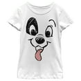 thumbnail image 1 of Girl's One Hundred and One Dalmatians Happy Patch With Tongue Out Graphic Tee White Small, 1 of 4