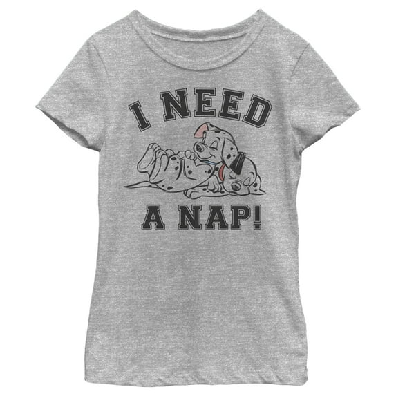 Girl's One Hundred and One Dalmatians I Need a Nap Graphic Tee Athletic Heather Large