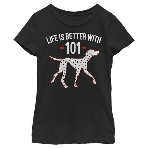 Girl's One Hundred and One Dalmatians Life is Better with 101  Graphic Tee Black Large