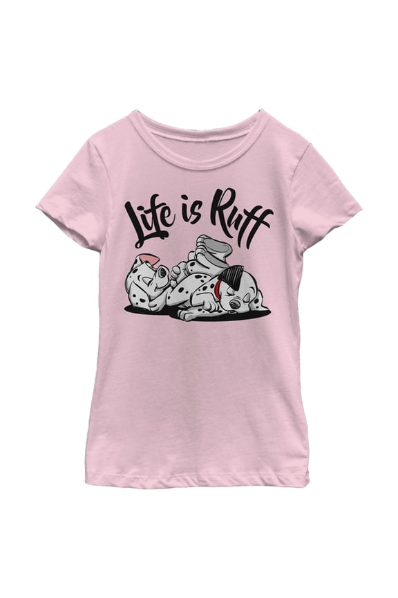 Girl's One Hundred and One Dalmatians Life is Ruff Graphic Tee Light Pink Small