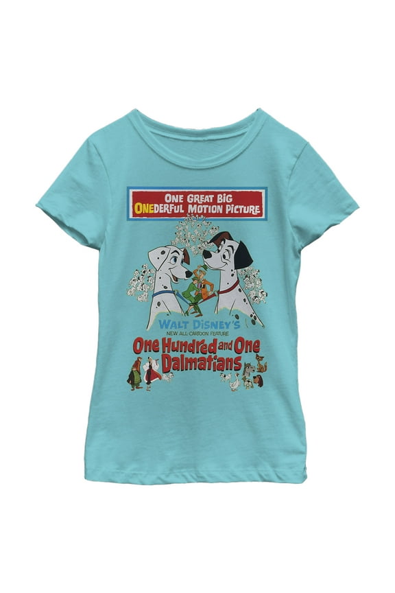 Girl's One Hundred and One Dalmatians Original Movie Poster Graphic Tee Tahiti Blue X Large