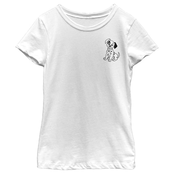 Girl's One Hundred and One Dalmatians Patch Sketch Graphic Tee White Large