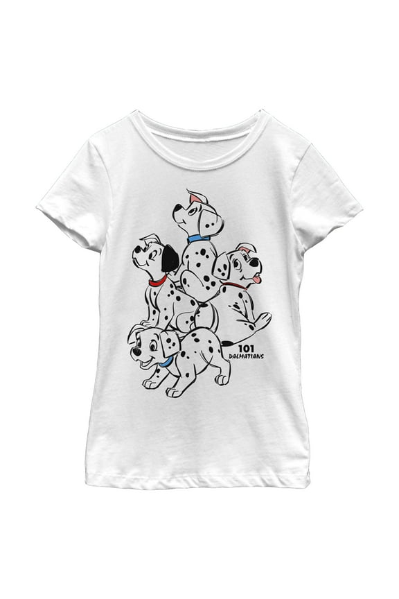 Girl's One Hundred and One Dalmatians Puppy Love Graphic Tee White Small
