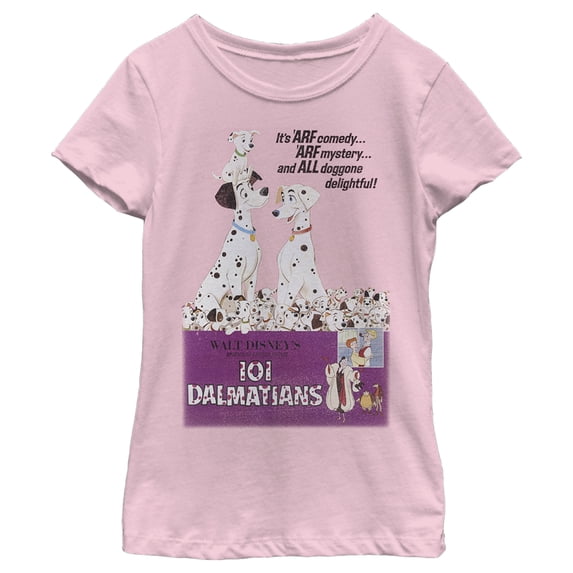 Girl's One Hundred and One Dalmatians Retro Poster Graphic Tee Light Pink Medium