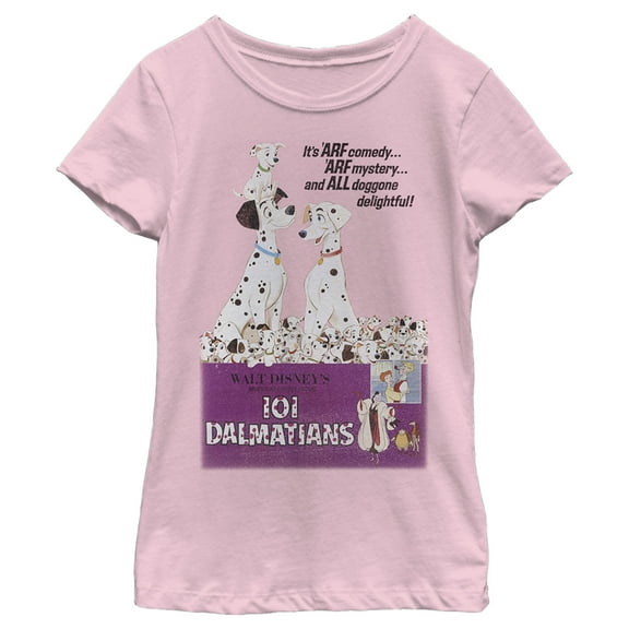 Girl's One Hundred and One Dalmatians Retro Poster Graphic Tee Light Pink X Large