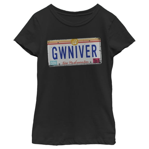 Girl's Onward GWINIVER License Plate Graphic Tee Black Small