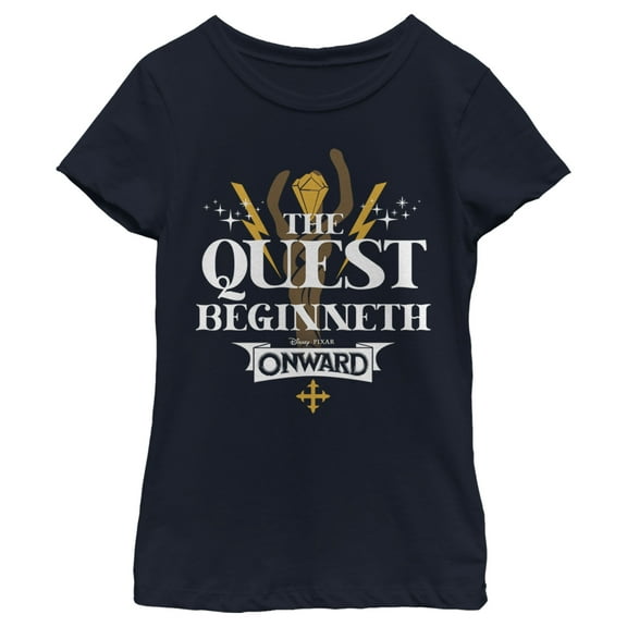 Girl's Onward Quest Beginneth Sparkle Graphic Tee Navy Blue Medium