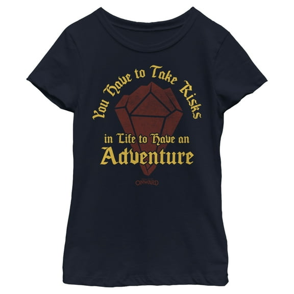 Girl's Onward Take Risks to Have Adventure  Graphic Tee Navy Blue Large