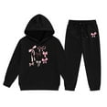 thumbnail image 1 of Girl's Outfit Set Letter Print Loose Hooded Sweatshirt and Pants Children Stylish Casual Fall Outfits, 1 of 4