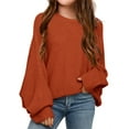 thumbnail image 1 of Girl's Oversized Crewneck  Long Sleeve Fall Sweaters Kids BatwingSlouchy Chunky Pullover Jumper  5-14 Years, 1 of 4