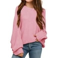 thumbnail image 1 of Girl's Oversized Crewneck  Long Sleeve Fall Sweaters Kids BatwingSlouchy Chunky Pullover Jumper  5-14 Years, 1 of 4