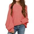 thumbnail image 1 of Girl's Oversized Crewneck  Long Sleeve Fall Sweaters Kids BatwingSlouchy Chunky Pullover Jumper  5-14 Years, 1 of 4