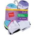 thumbnail image 1 of Hanes Girls Ankle Socks, 12 Pairs, Moisture-Wicking, Cushioned, Breathable Mesh, 1 of 7