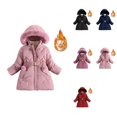 thumbnail image 1 of Girl's Padded Down Jacket, Long Plus Thickening Winter Coat, Hooded Windproof Parka, Teen Kids Outerwear, 1 of 4