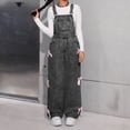 thumbnail image 1 of Girl's Pants Denim Overalls Snowflake Washed Wide Leg Jumpsuit Bow Casual Trousers, 1 of 6