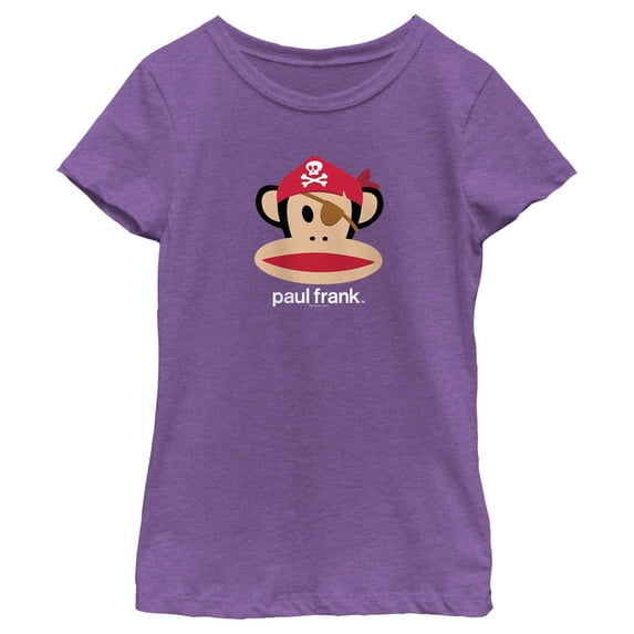 Girl's Paul Frank Halloween Julius the Monkey Pirate Graphic Tee Purple Berry Small
