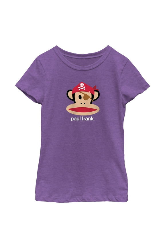 Girl's Paul Frank Halloween Julius the Monkey Pirate Graphic Tee Purple Berry X Large