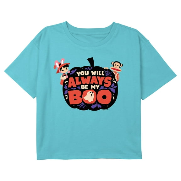 Girl's Paul Frank Halloween You Will Always Be My Boo Graphic Cropped T-Shirt Blue Medium