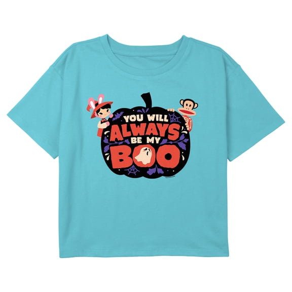 Girl's Paul Frank Halloween You Will Always Be My Boo Graphic Cropped T-Shirt Blue X Small