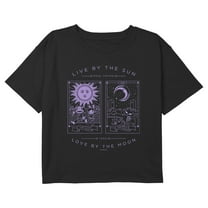 Girl's Paul Frank The Sun and the Moon Tarot Cards Graphic Cropped T-Shirt Black Small