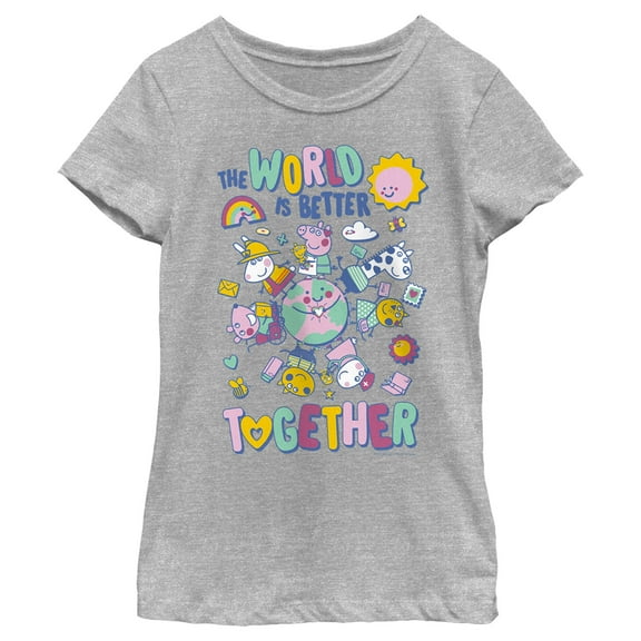 Girl's Peppa Pig Better Together Graphic Tee Athletic Heather X Large