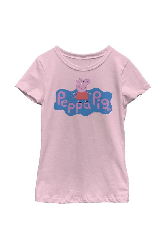 Girl's Peppa Pig Blue Logo Graphic T-Shirt
