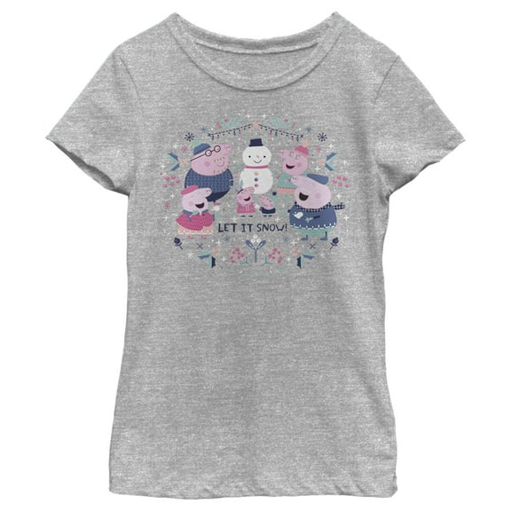 Girl's Peppa Pig Christmas Let it Snow  Graphic T-Shirt