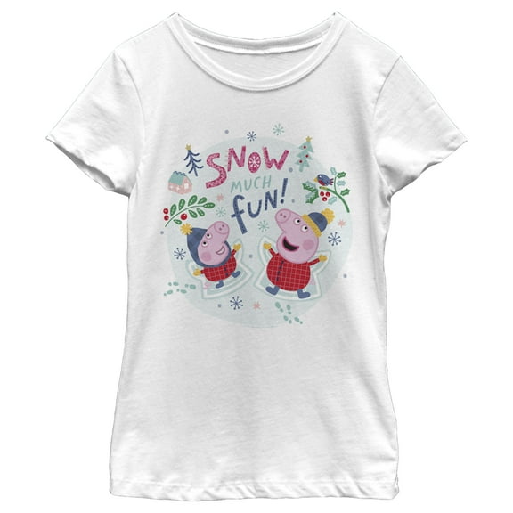 Girl's Peppa Pig Christmas Snow Much Fun  Graphic T-Shirt