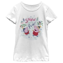 Girl's Peppa Pig Christmas Snow Much Fun Graphic T-Shirt