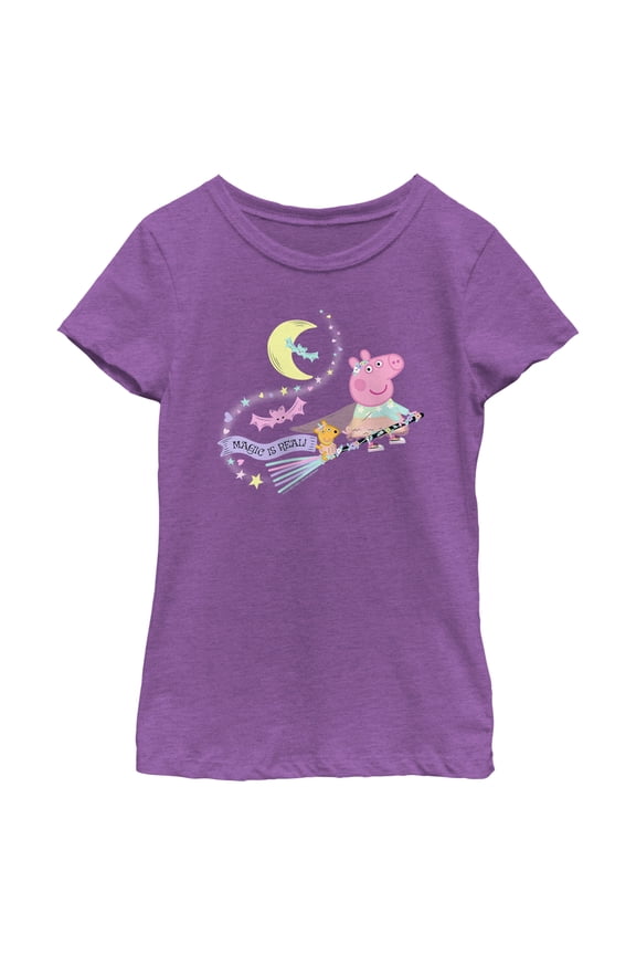 Girl's Peppa Pig Magic Is Real  Graphic Tee Purple Berry Medium
