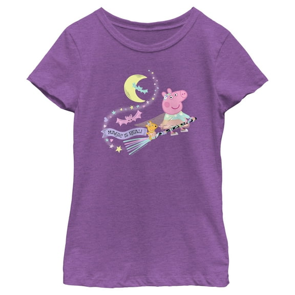 Girl's Peppa Pig Magic Is Real Graphic Tee Purple Berry Medium