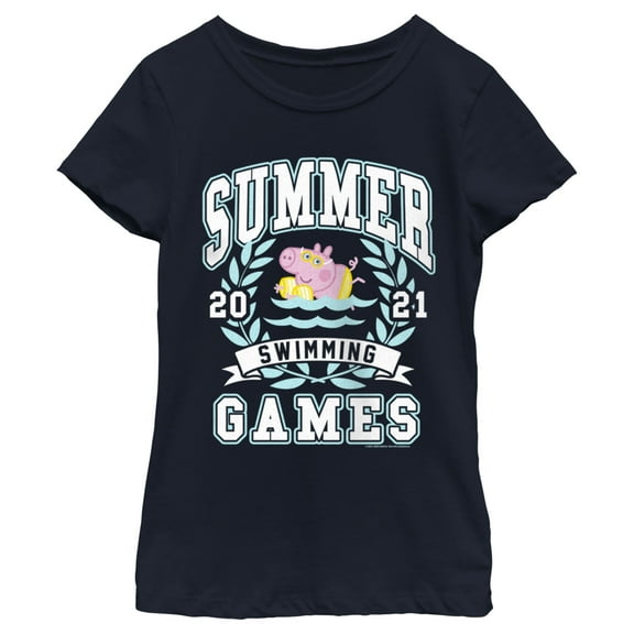 Girl's Peppa Pig Summer Swimming Games Graphic T-Shirt