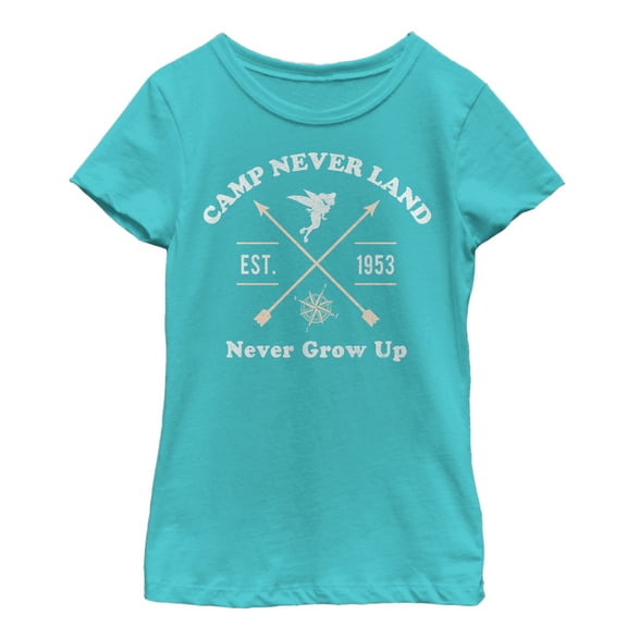 Girl's Peter Pan Camp Neverland  Graphic Tee Tahiti Blue Small