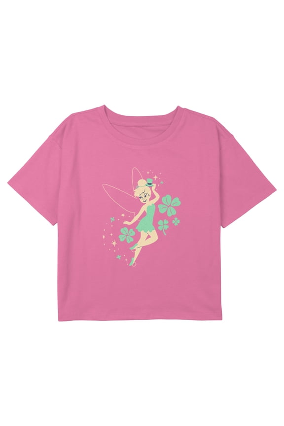 Girl's Peter Pan Clover Hat Fairy Graphic Cropped T-Shirt