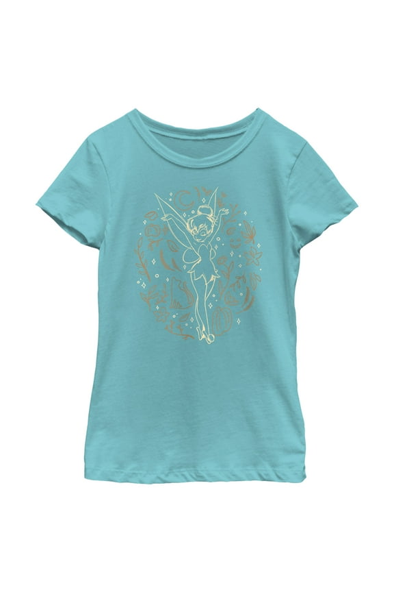 Girl's Peter Pan Halloween Tinkerbell Line Art Graphic Tee