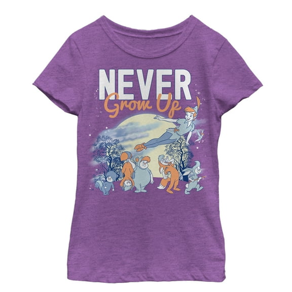 Girl's Peter Pan Lost Boys Never Grow Graphic Tee Purple Berry X Small