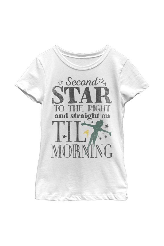 Girl's Peter Pan Second Star to the Right Graphic Tee White Large
