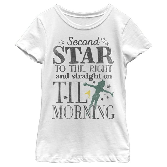 Girl's Peter Pan Second Star to the Right Graphic Tee White X Large