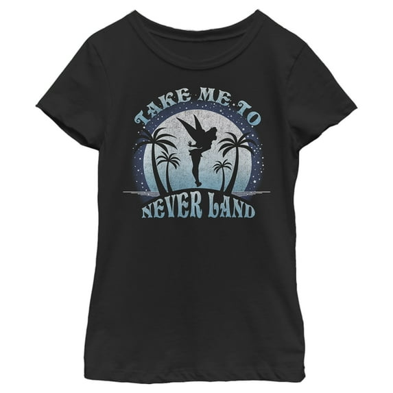 Girl's Peter Pan Take Me to Never Land Graphic Tee Black Large